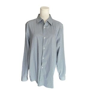 Ted Baker - Men's Blue Geometric Patterned Button Down Shirt Sz 4/L